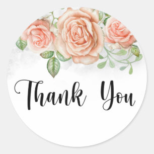 Sticker Rond Aquarelle Blush rose Floral que vous