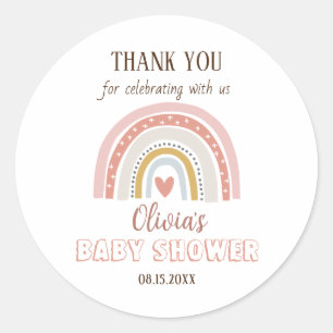 Sticker Rond Aquarelle Boho Rainbow Baby shower