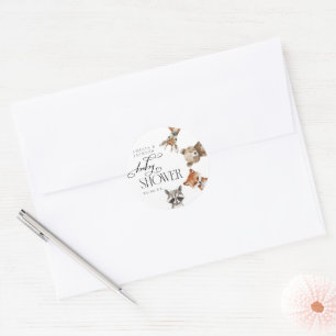 Sticker Rond Aquarelle Bois Animaux Baby shower moderne