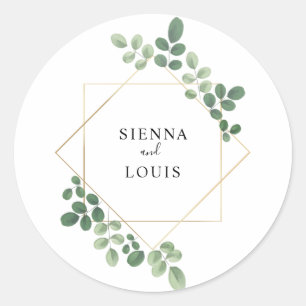 Sticker Rond Aquarelle Botanique Mariage géométrique