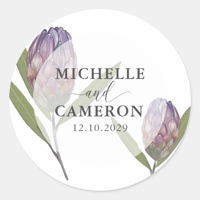 Sticker Rond Aquarelle botanique moderne Florale Mariage classi (Devant)