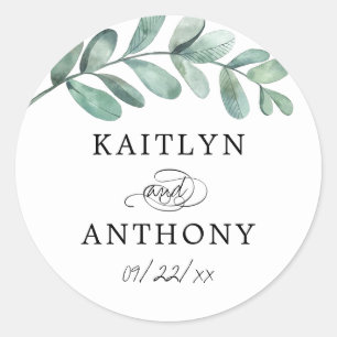 Sticker Rond Aquarelle botanique Verdure Eucalyptus