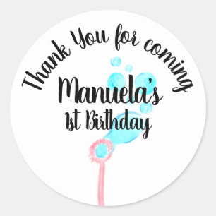 Sticker Rond Aquarelle Bubble Wand Pop Pop Pop Anniversaire