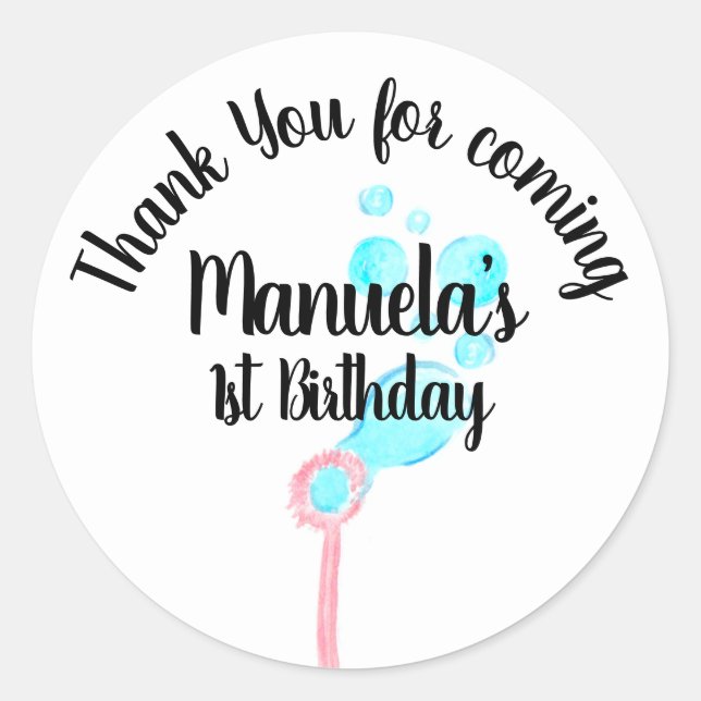 Sticker Rond Aquarelle Bubble Wand Pop Pop Pop Anniversaire (Devant)