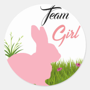Sticker Rond Aquarelle Bunny Easter Team Girl Genre révéler