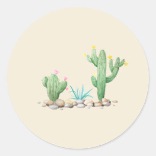 Sticker Rond Aquarelle Cactus