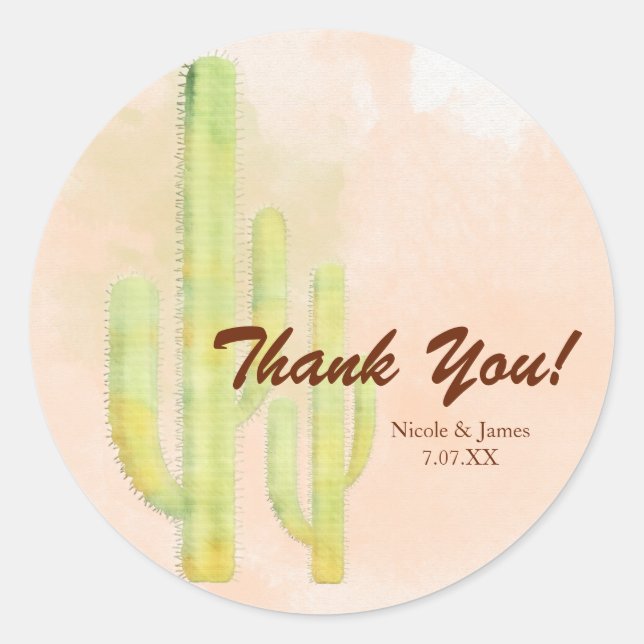 Sticker Rond Aquarelle Cactus Simple Sud-Ouest Faveur (Devant)