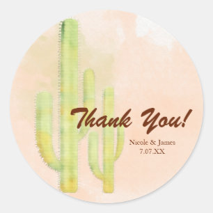 Sticker Rond Aquarelle Cactus Simple Sud-Ouest Faveur