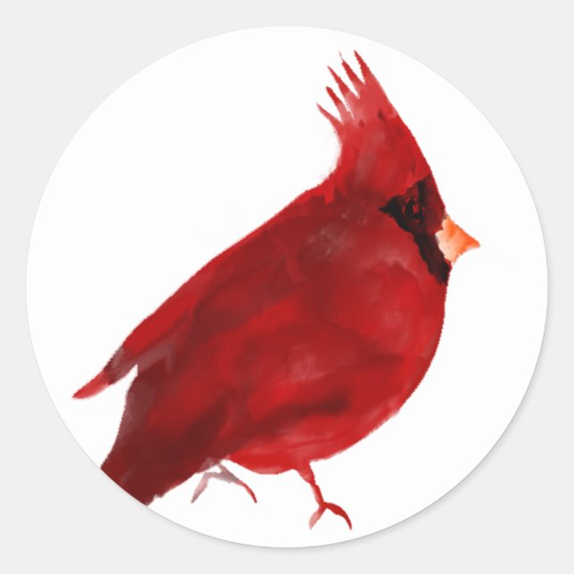 Sticker Rond Aquarelle cardinale riche en rouge saturé (Devant)