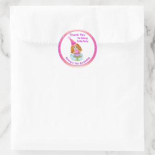 Sticker Rond Aquarelle Cavalier King Charles Cupcake Anniversai