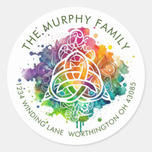 Sticker Rond Aquarelle Celtique Grunge colorée Design