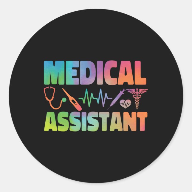 Sticker Rond Aquarelle certifiée Médicale Assistant Cma (Devant)