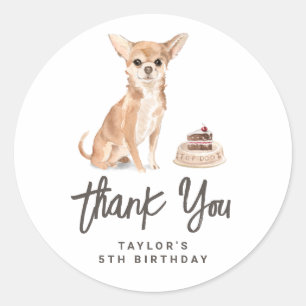 Sticker Rond Aquarelle Chihuahua Chien Merci d'anniversaire