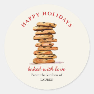 Sticker Rond Aquarelle Chocolat chips biscuits Fête