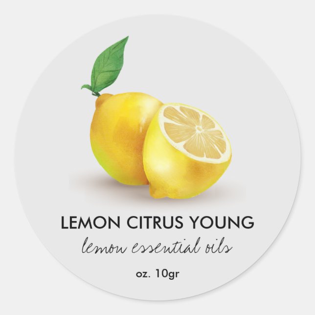 Sticker Rond Aquarelle Citron citron citron gris (Devant)