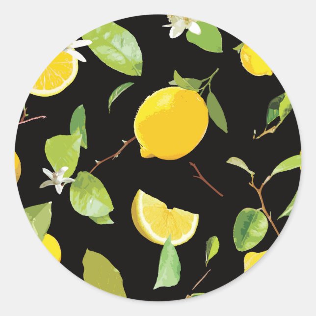 Sticker Rond Aquarelle Citron et Feuille (Devant)