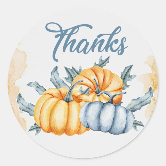 Sticker Rond Aquarelle citrouille de Thanksgiving (Devant)