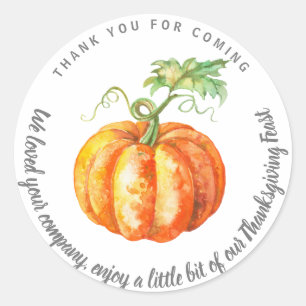 Sticker Rond Aquarelle Citrouille Thanksgiving Leftovers