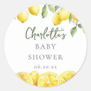 Sticker Rond Aquarelle Citrus Citrus Baby shower Favoriser