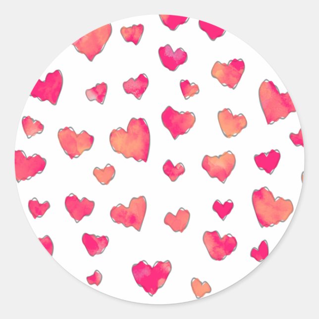 Sticker Rond Aquarelle Coeur Art Motif (Devant)