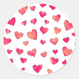 Sticker Rond Aquarelle Coeur Art Motif