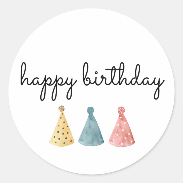 Sticker Rond Aquarelle colorée Joyeux anniversaire (Devant)
