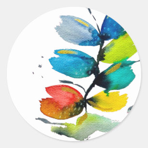 Sticker Rond Aquarelle colorée lâche abstraite florale