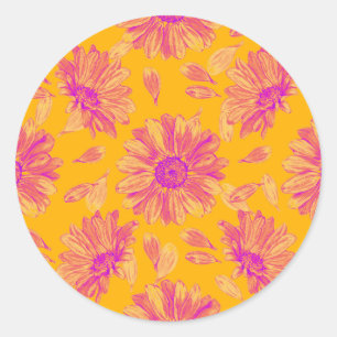 Sticker Rond Aquarelle colorée moderne motif floral
