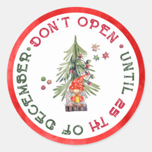 Sticker Rond Aquarelle colorée ne s'ouvre pas jusqu'à Noël