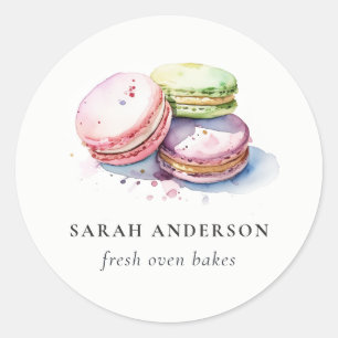 Sticker Rond Aquarelle colorée Pastel Français Macarons boulang