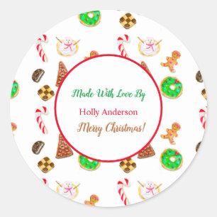 Sticker Rond Aquarelle Cookies de Noël