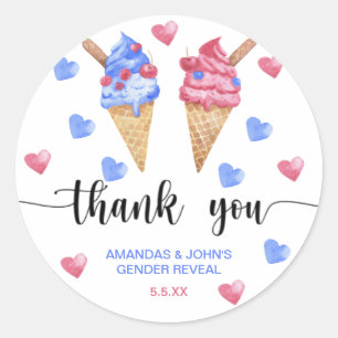 Sticker Rond Aquarelle crème glacée Merci sexe révéler