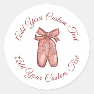 Sticker Rond Aquarelle Cute Rose Ballet Chaussures Personnalisé