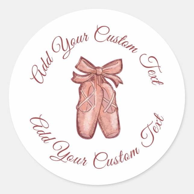 Sticker Rond Aquarelle Cute Rose Ballet Chaussures Personnalisé (Devant)