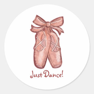 Sticker Rond Aquarelle Cute Rose Ballet Chaussures Personnalisé
