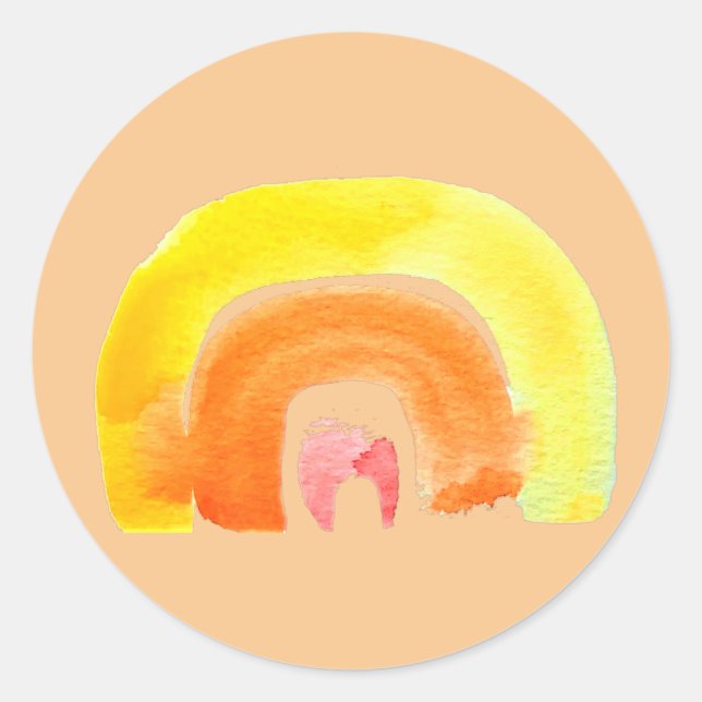 Sticker Rond Aquarelle d'amour arc-en-ciel orange (Devant)