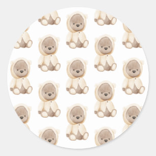 Sticker Rond Aquarelle de bébé de l'ours simple