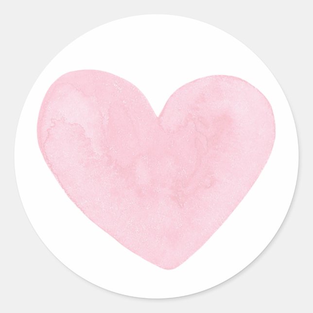 Sticker Rond Aquarelle de coeur rose. Saint Valentin. Mariage r (Devant)