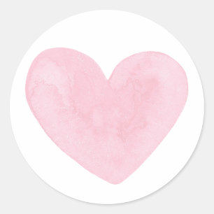 Sticker Rond Aquarelle de coeur rose. Saint Valentin. Mariage r