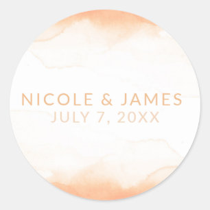 Sticker Rond Aquarelle de corail orange Mariage moderne et chic