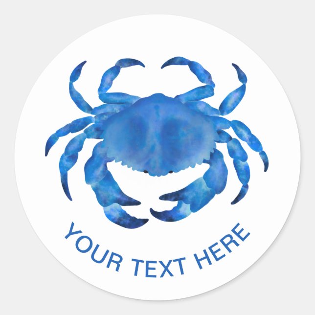 Sticker Rond Aquarelle de crabe bleu (Devant)