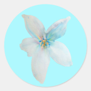 Sticker Rond Aquarelle de fleur pastel blanc