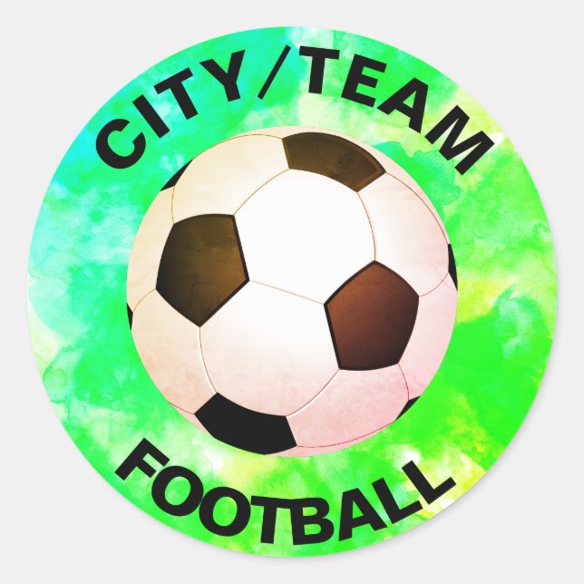 Sticker Rond Aquarelle de football personnalisable (Devant)