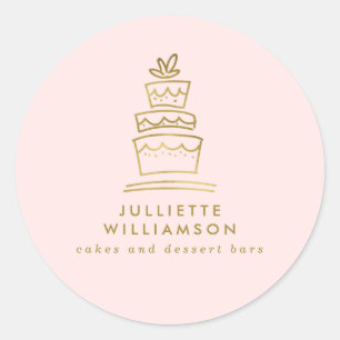 Sticker Rond Aquarelle de gâteau Mariage à main