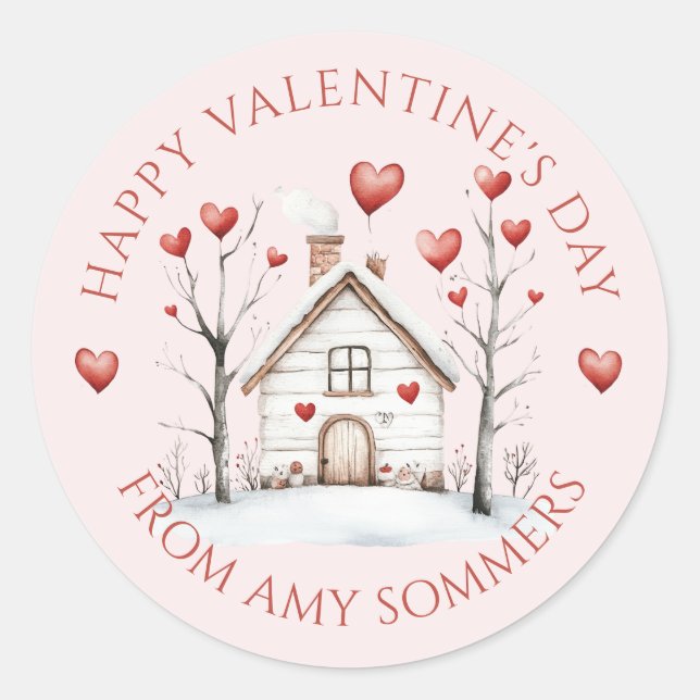 Sticker Rond Aquarelle de l'Heureuse Sainte-Valentin Kid (Devant)