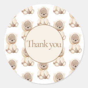 Sticker Rond Aquarelle de l'ours Merci bébé simple