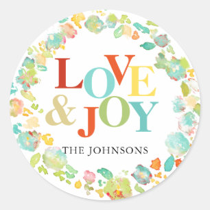 Sticker Rond Aquarelle de Noël PixDezine Wreath Abstraite