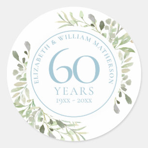 Sticker Rond Aquarelle de verdure du 60e anniversaire