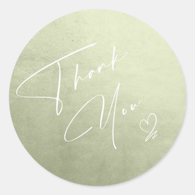 Sticker Rond Aquarelle Dégradé Merci Sage Vert ID786 (Devant)