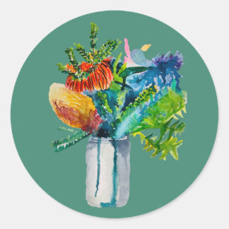 Sticker Rond Aquarelle des fleurs australiennes